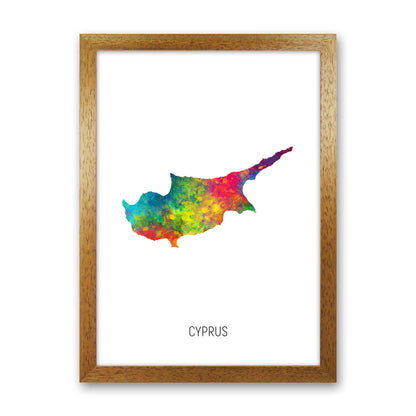 Cyprus Watercolour Map Art Print by Michael Tompsett Oak Grain
