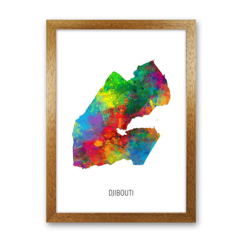 Djibouti Watercolour Map Art Print by Michael Tompsett Oak Grain
