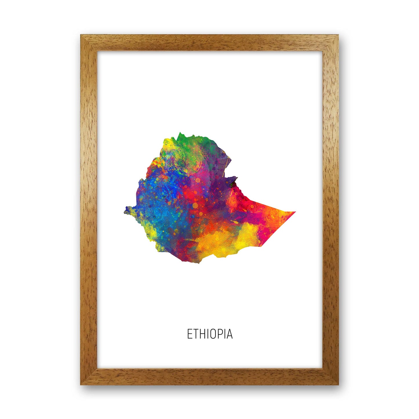 Ethiopia Watercolour Map Art Print by Michael Tompsett Oak Grain