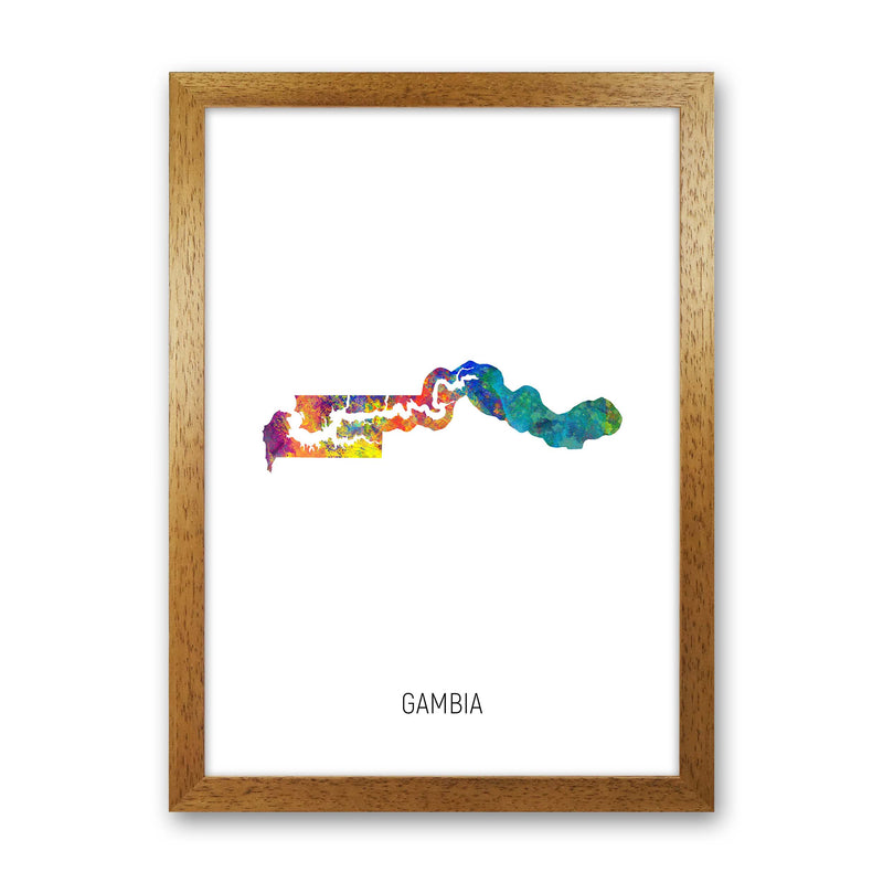 Gambia Watercolour Map Art Print by Michael Tompsett Oak Grain