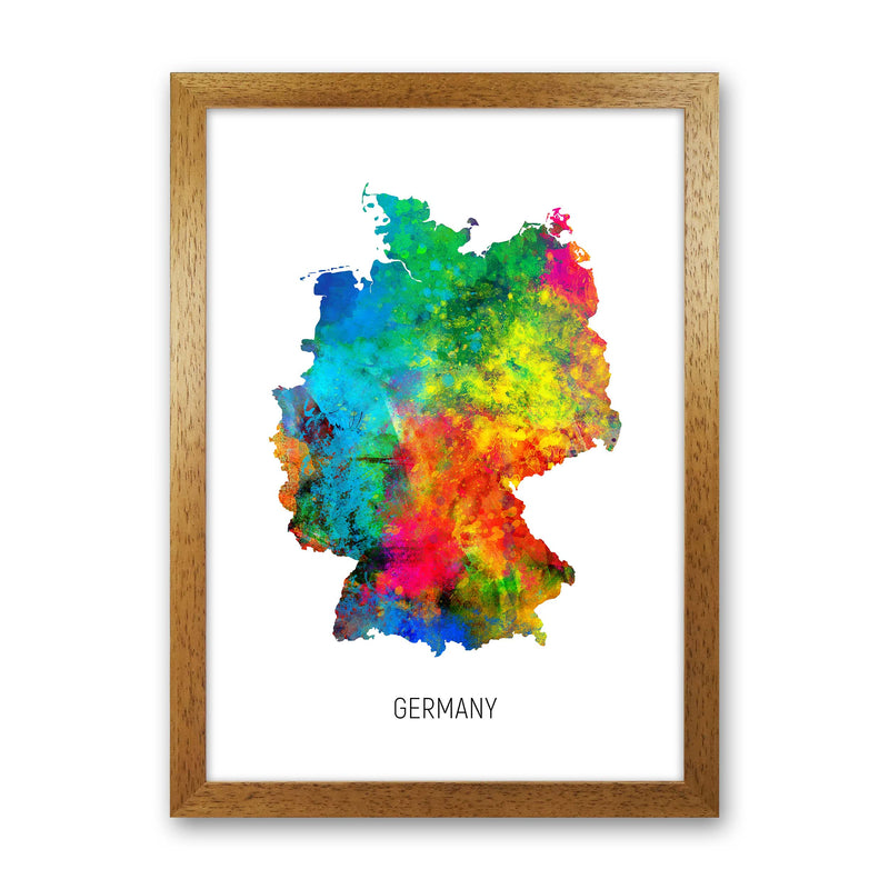 Germany Watercolour Map Art Print by Michael Tompsett Oak Grain