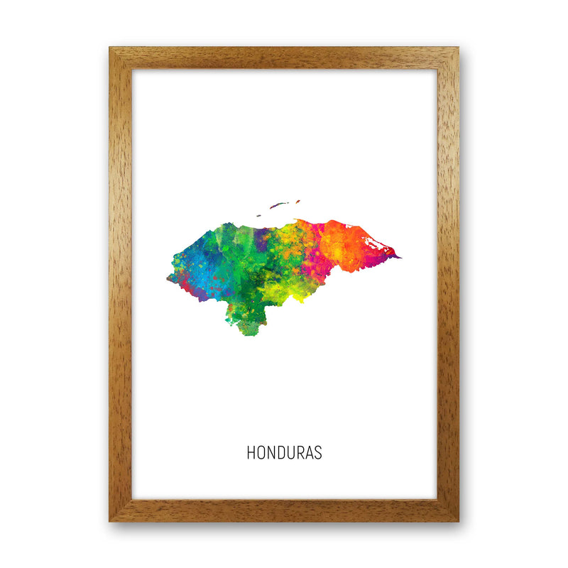 Honduras Watercolour Map Art Print by Michael Tompsett Oak Grain