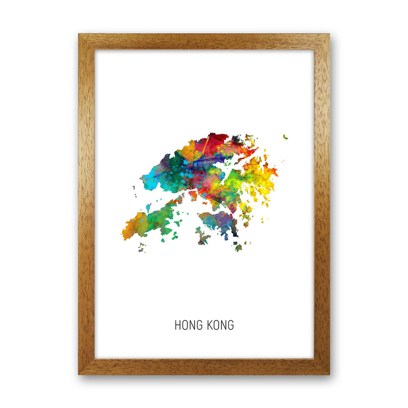 Hong Kong Watercolour Map Art Print by Michael Tompsett Oak Grain