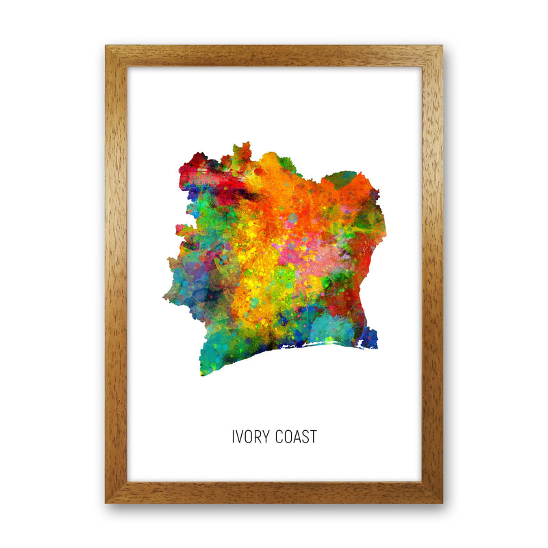 Ivory Coast Watercolour Map Art Print by Michael Tompsett Oak Grain
