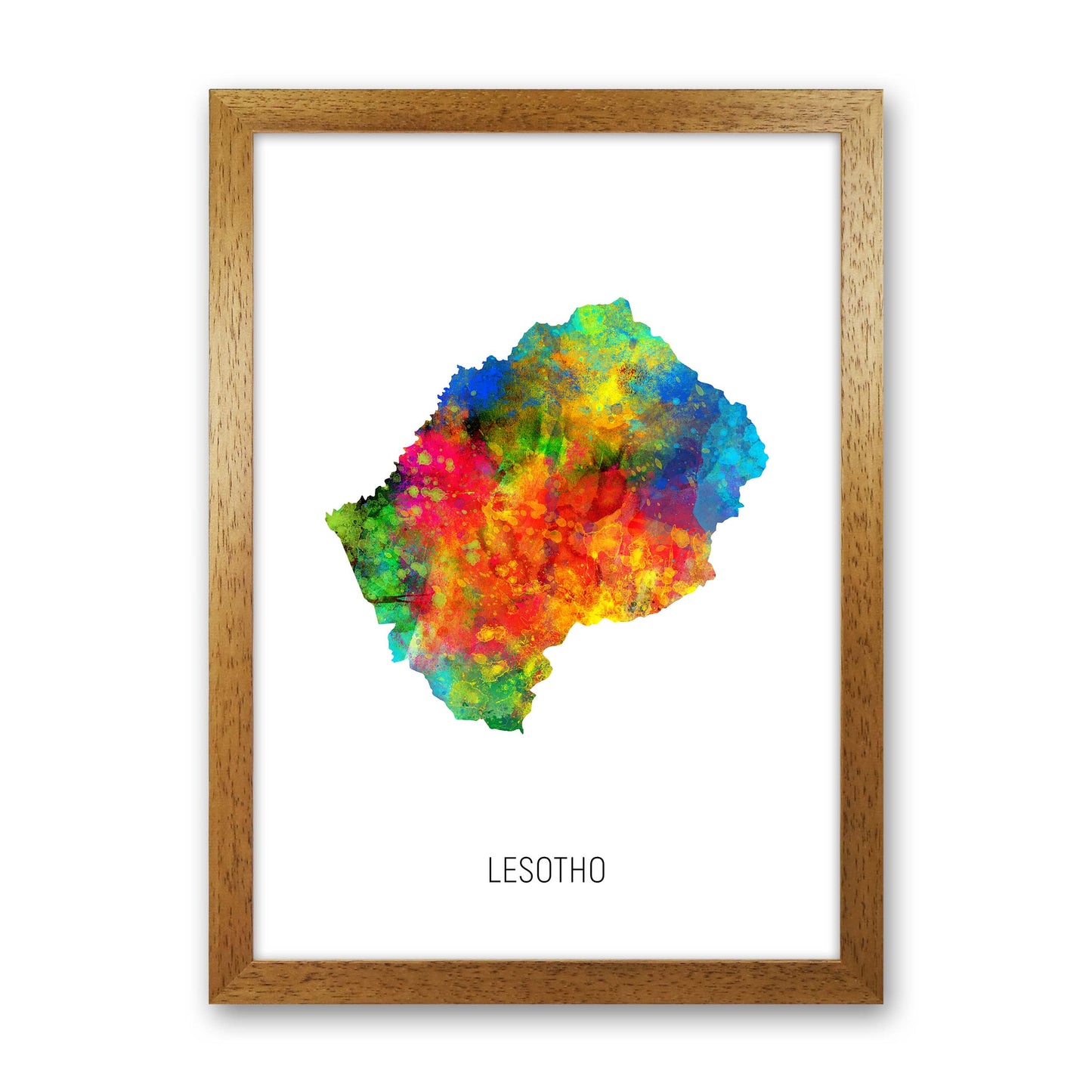 Lesotho Watercolour Map Art Print by Michael Tompsett Oak Grain