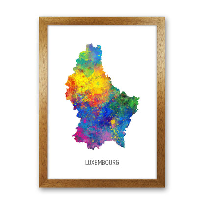 Luxembourg Watercolour Map Art Print by Michael Tompsett Oak Grain