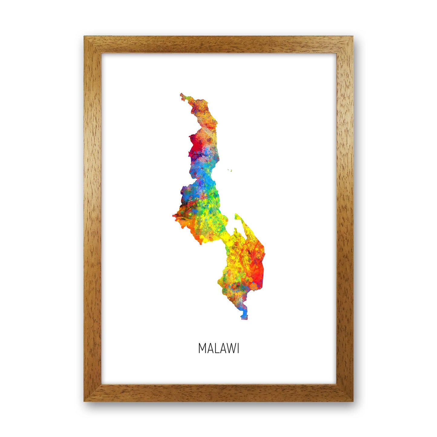 Malawi Watercolour Map Art Print by Michael Tompsett Oak Grain