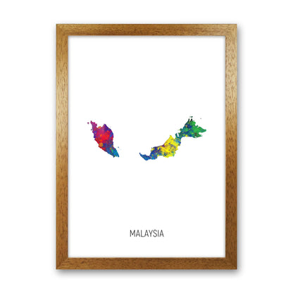 Malaysia Watercolour Map Art Print by Michael Tompsett Oak Grain