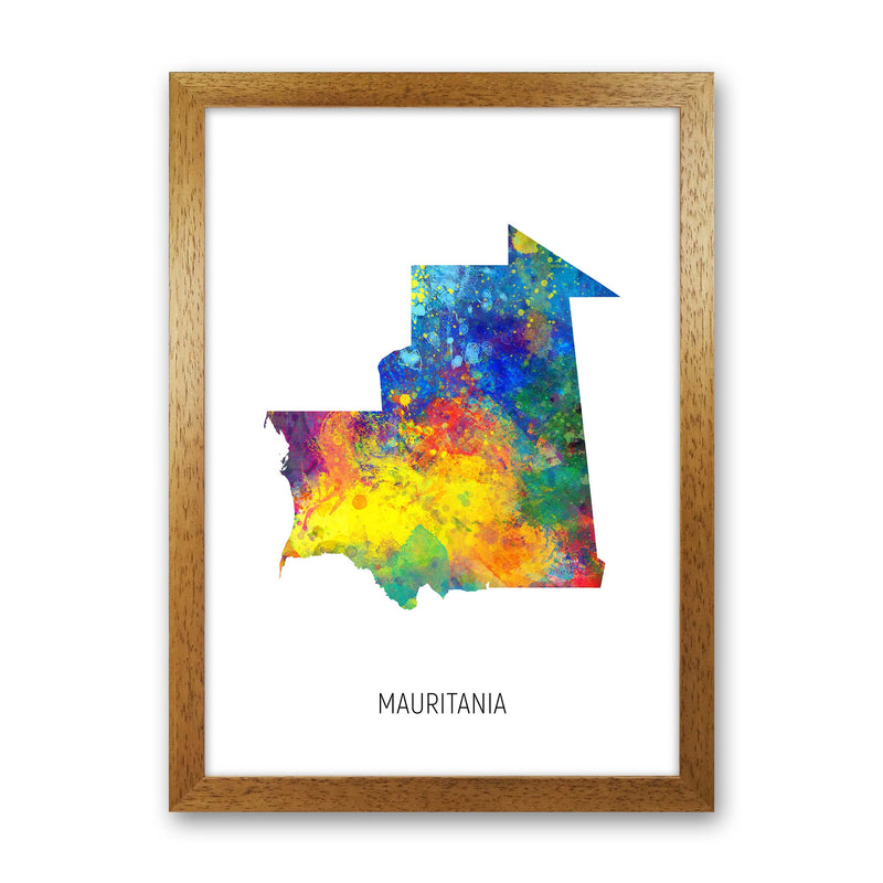 Mauritania Watercolour Map Art Print by Michael Tompsett Oak Grain