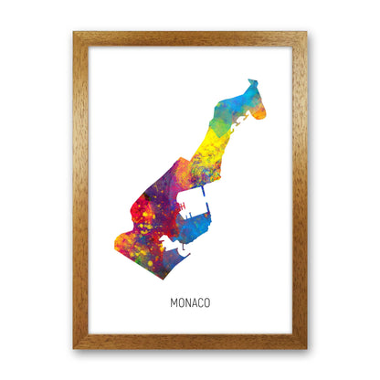 Monaco Watercolour Map Art Print by Michael Tompsett Oak Grain