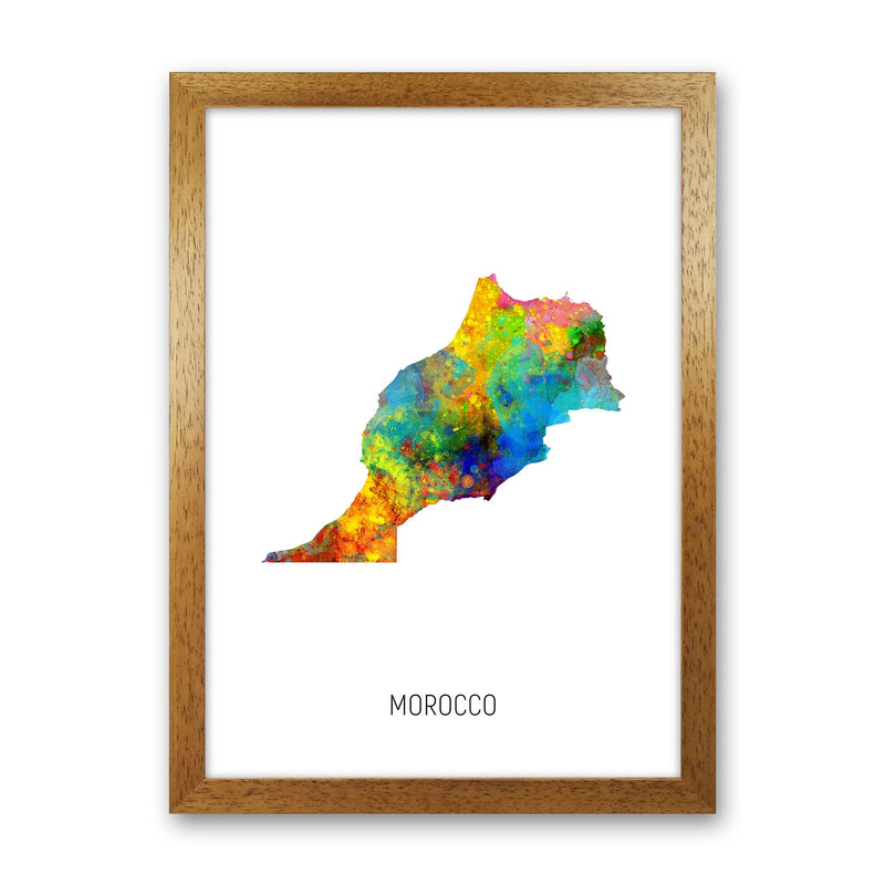 Morocco Watercolour Map Art Print by Michael Tompsett Oak Grain