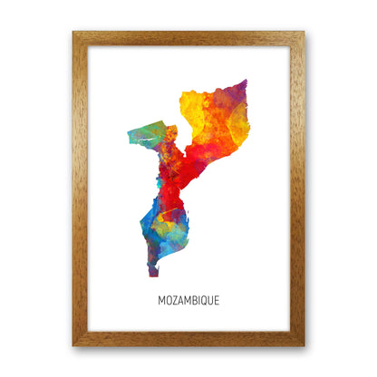 Mozambique Watercolour Map Art Print by Michael Tompsett Oak Grain