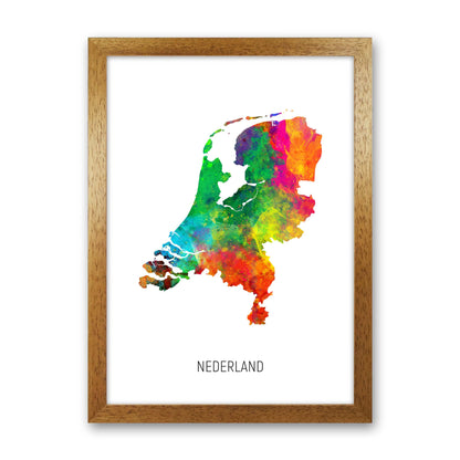 Nederland Watercolour Map Art Print by Michael Tompsett Oak Grain