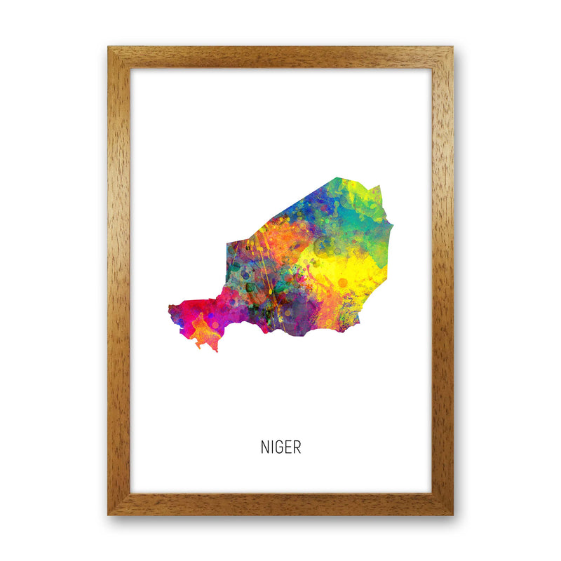 Niger Watercolour Map Art Print by Michael Tompsett Oak Grain