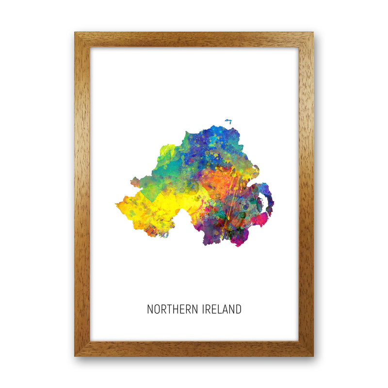 Northern Ireland Watercolour Map Print by Michael Tompsett Oak Grain