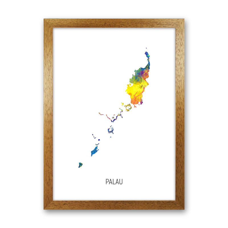 Palau Watercolour Map Art Print by Michael Tompsett Oak Grain