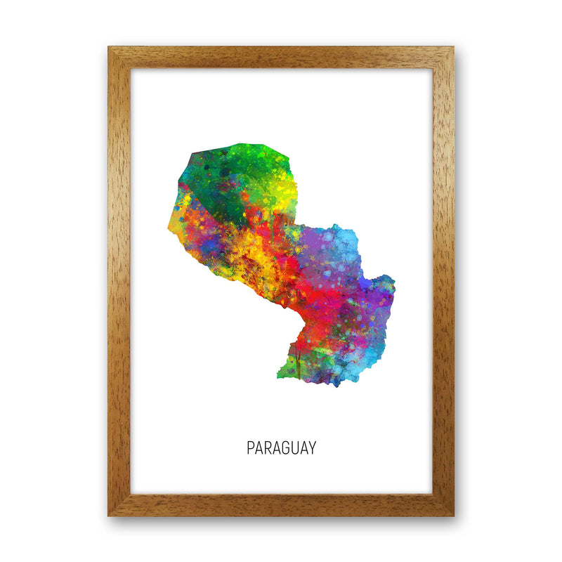 Paraguay Watercolour Map Art Print by Michael Tompsett Oak Grain