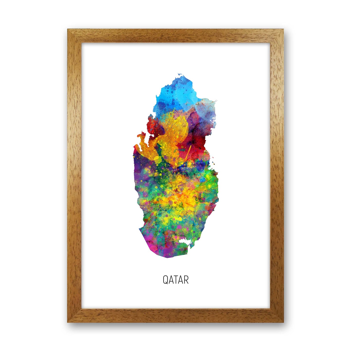 Qatar Watercolour Map Art Print by Michael Tompsett Oak Grain
