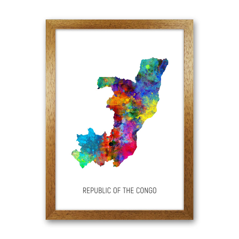 Republic Of The Congo Watercolour Map  by Michael Tompsett Oak Grain