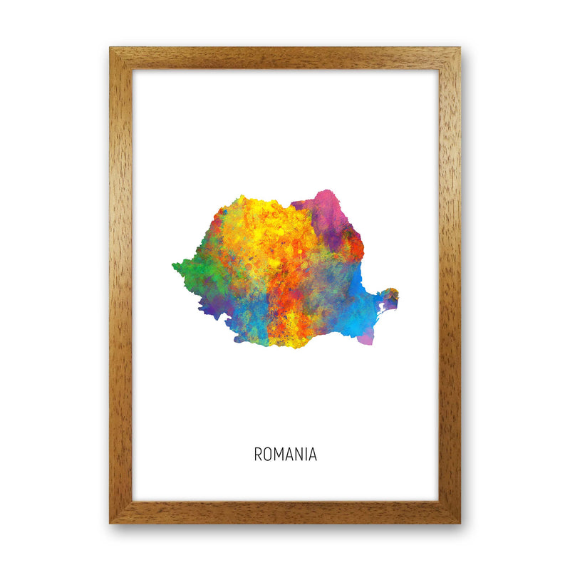 Romania Watercolour Map Art Print by Michael Tompsett Oak Grain