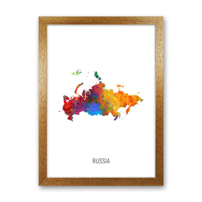 Russia Watercolour Map Art Print by Michael Tompsett Oak Grain