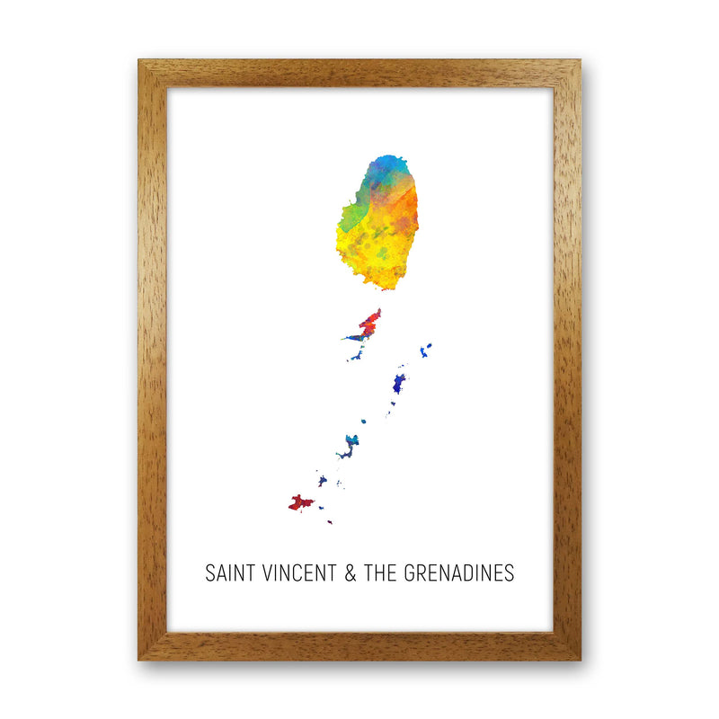 Saint Vincent And The Grenadines Watercolour Map  by Michael Tompsett Oak Grain