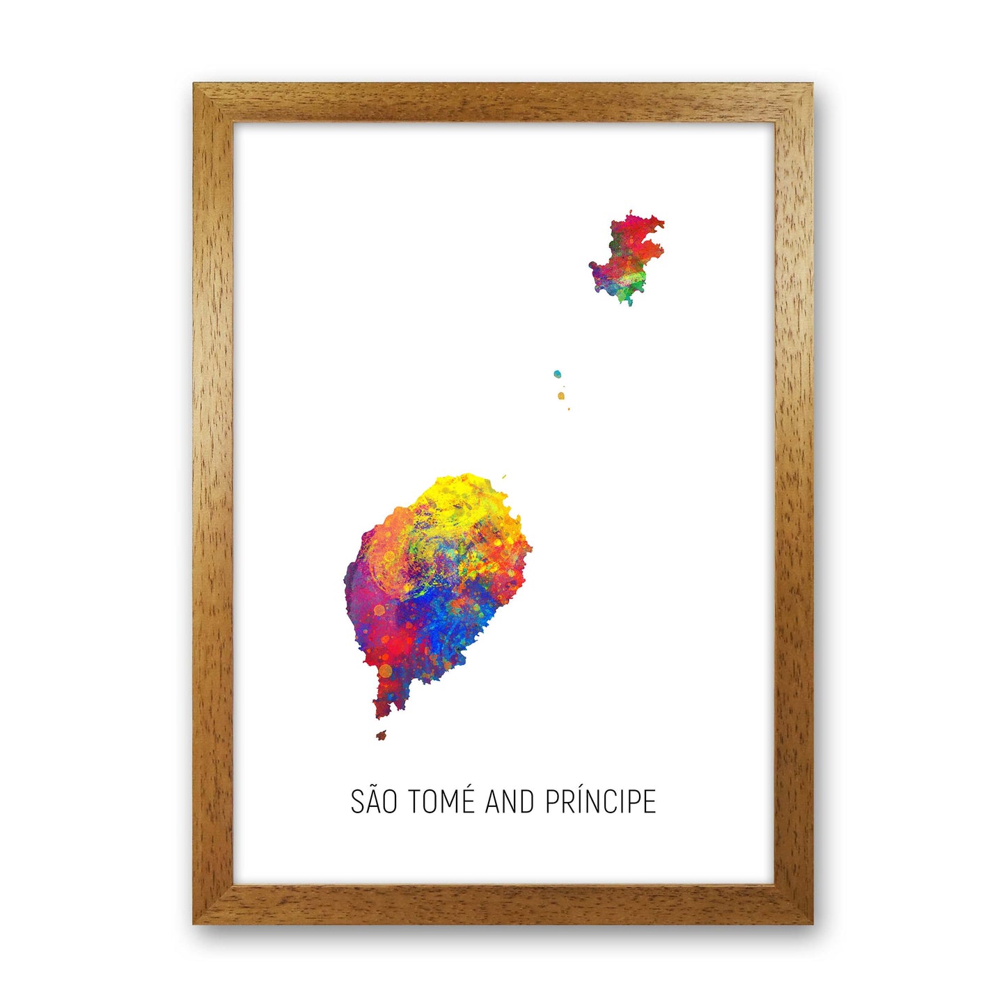 Sao Tome And Principe Watercolour Map  by Michael Tompsett Oak Grain