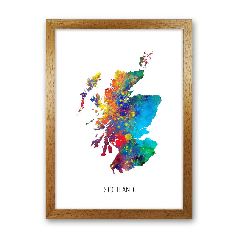 Scotland Watercolour Map Art Print by Michael Tompsett Oak Grain