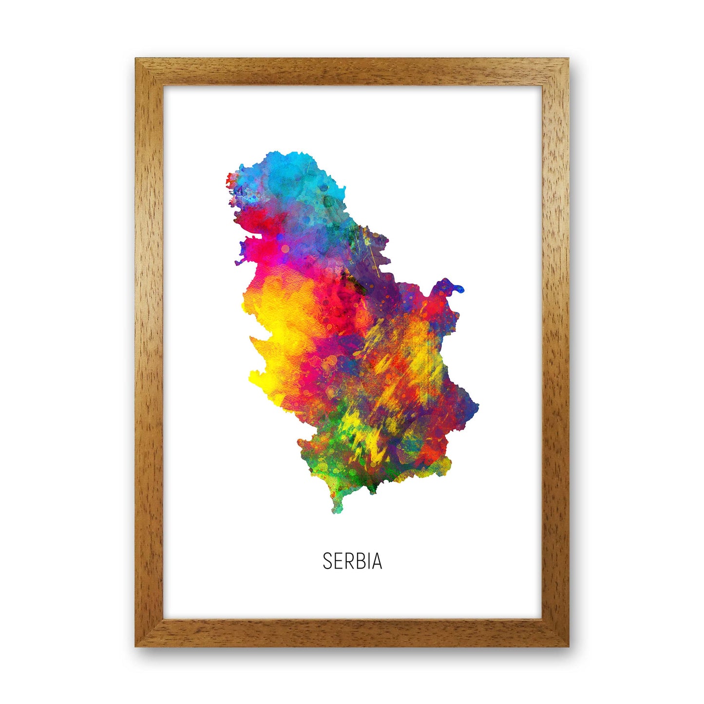 Serbia Watercolour Map Art Print by Michael Tompsett Oak Grain