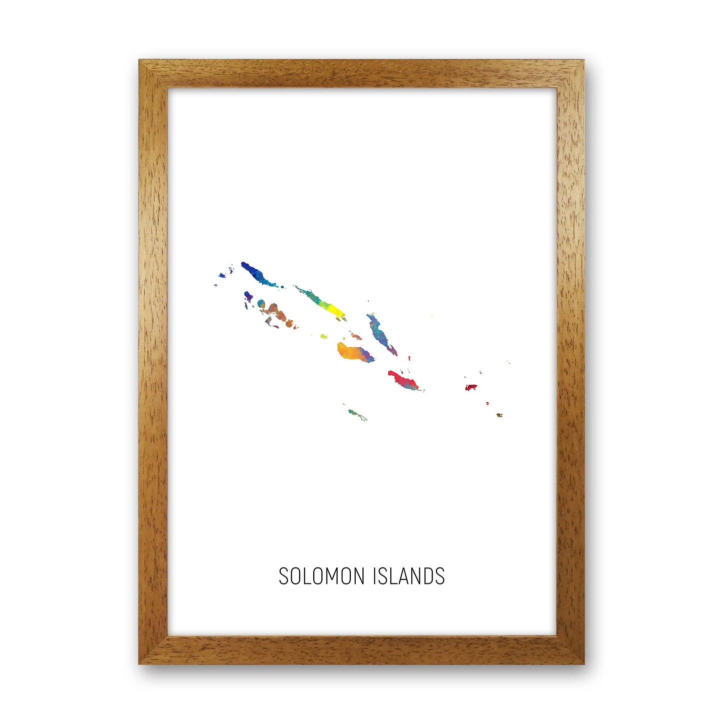 Solomon Islands Watercolour Map Art Print by Michael Tompsett Oak Grain