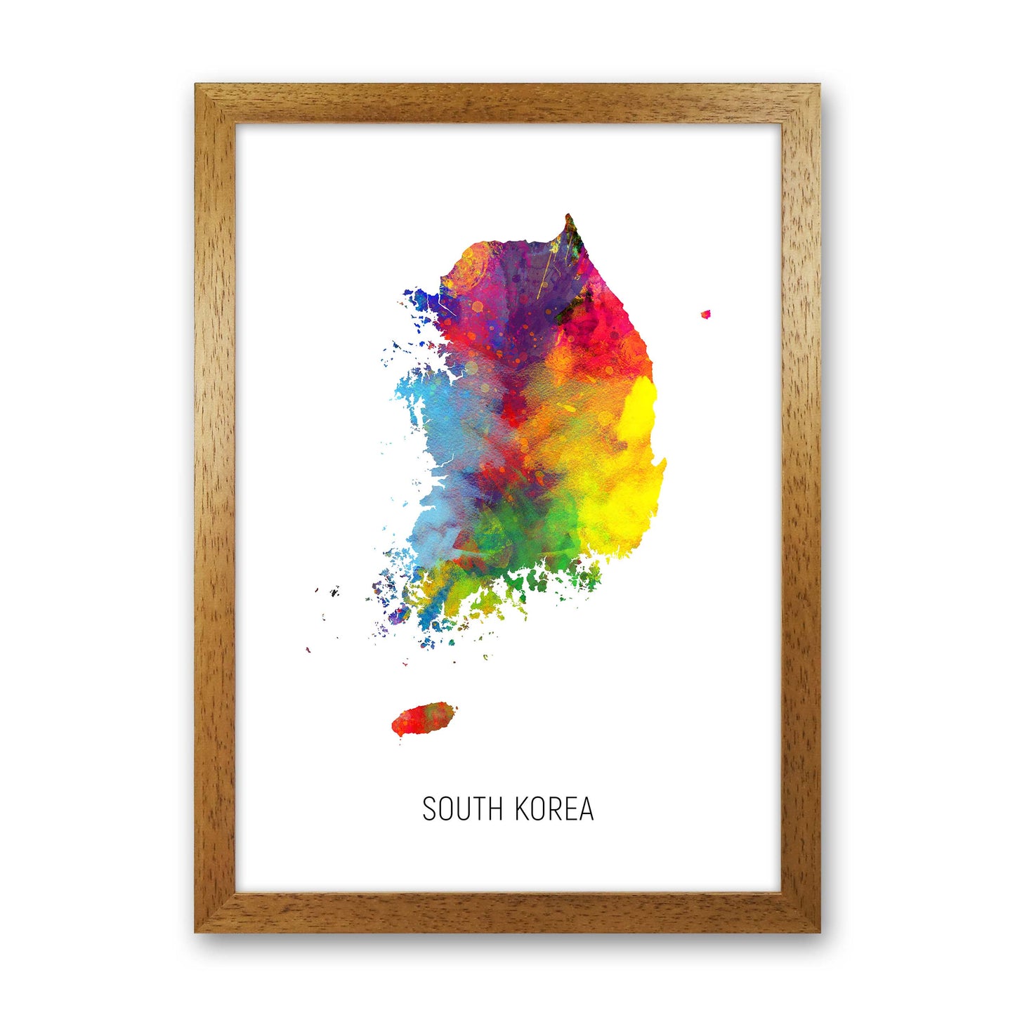 South Korea Watercolour Map Art Print by Michael Tompsett Oak Grain