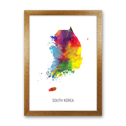 South Korea Watercolour Map Art Print by Michael Tompsett Oak Grain
