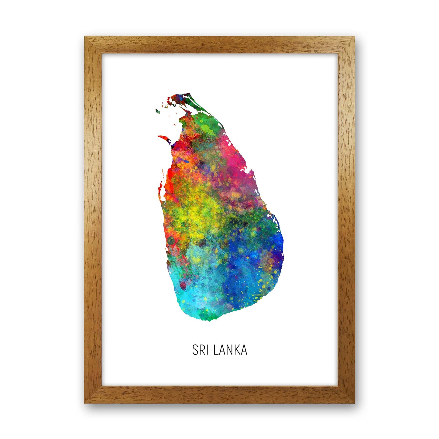 Sri Lanka Watercolour Map Art Print by Michael Tompsett Oak Grain