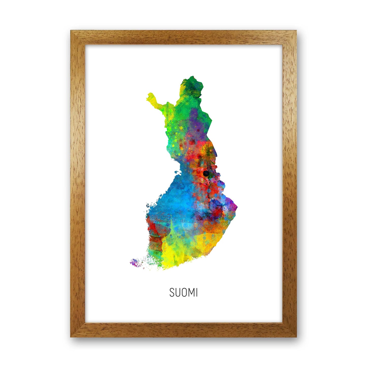 Suomi Watercolour Map Art Print by Michael Tompsett Oak Grain