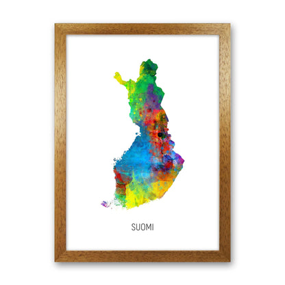 Suomi Watercolour Map Art Print by Michael Tompsett Oak Grain