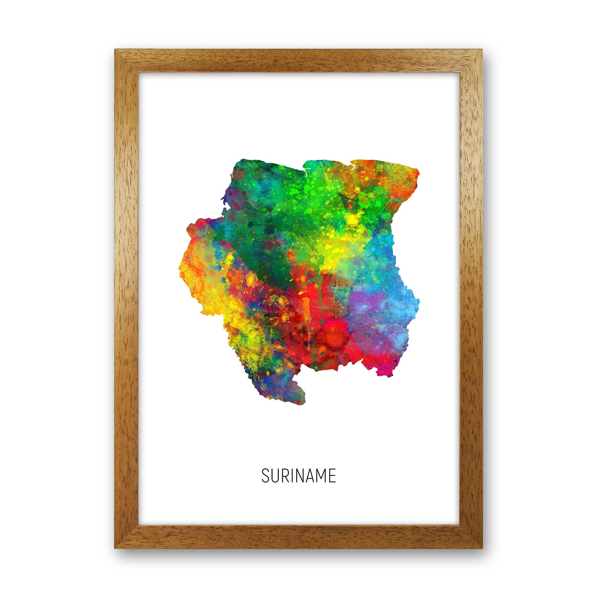 Suriname Watercolour Map Art Print by Michael Tompsett Oak Grain