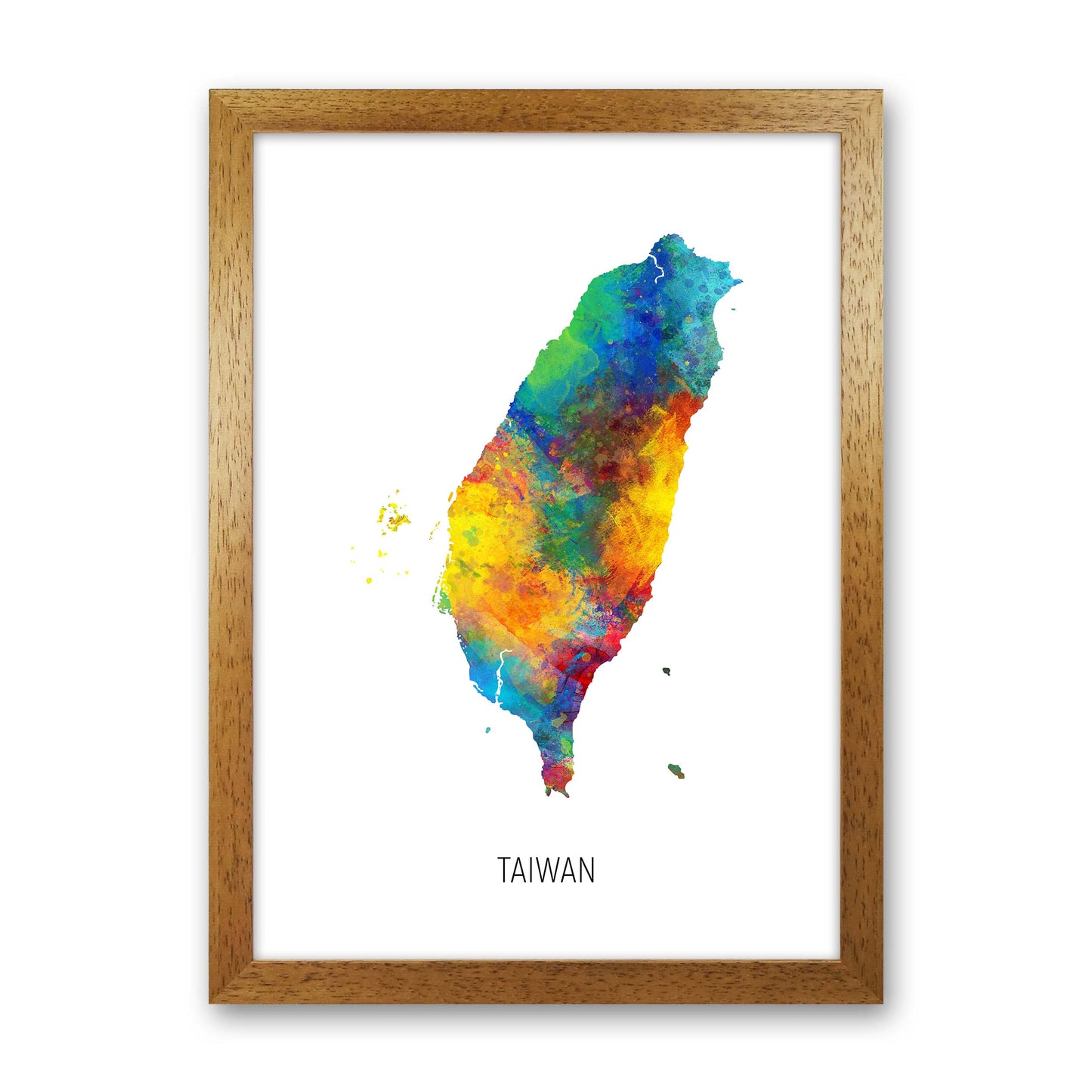 Taiwan Watercolour Map Art Print by Michael Tompsett Oak Grain