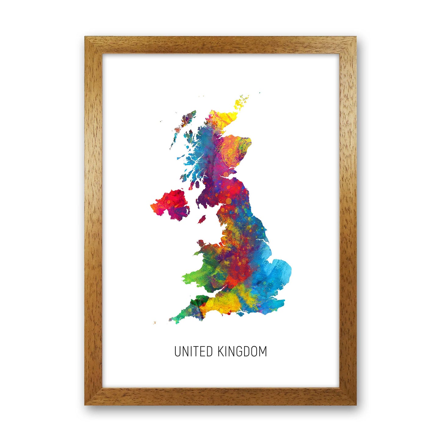 United Kingdom Watercolour Map Art Print by Michael Tompsett Oak Grain