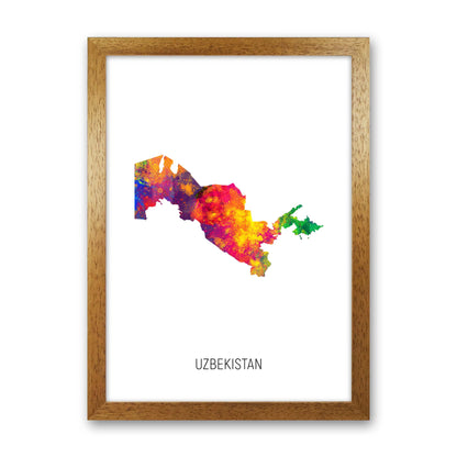 Uzbekistan Watercolour Map Art Print by Michael Tompsett Oak Grain