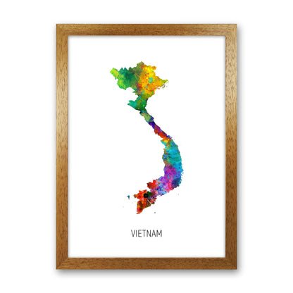 Vietnam Watercolour Map Art Print by Michael Tompsett Oak Grain
