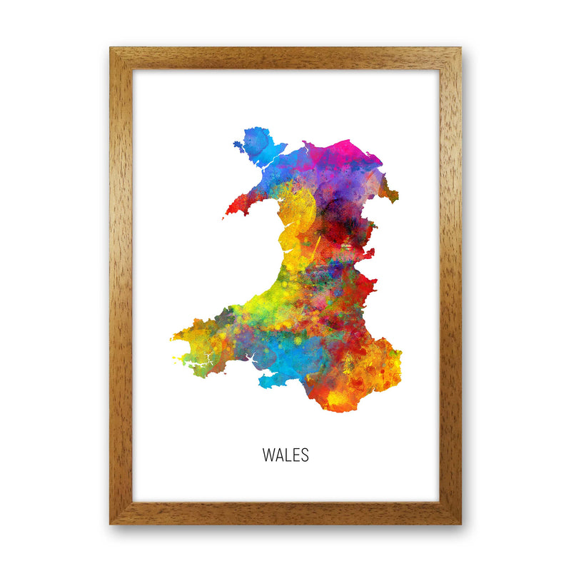 Wales Watercolour Map Art Print by Michael Tompsett Oak Grain