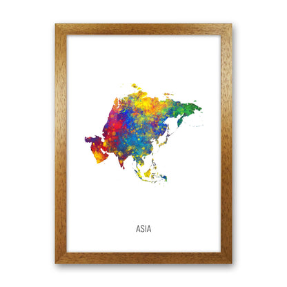 Asia Watercolour Map Art Print by Michael Tompsett Oak Grain