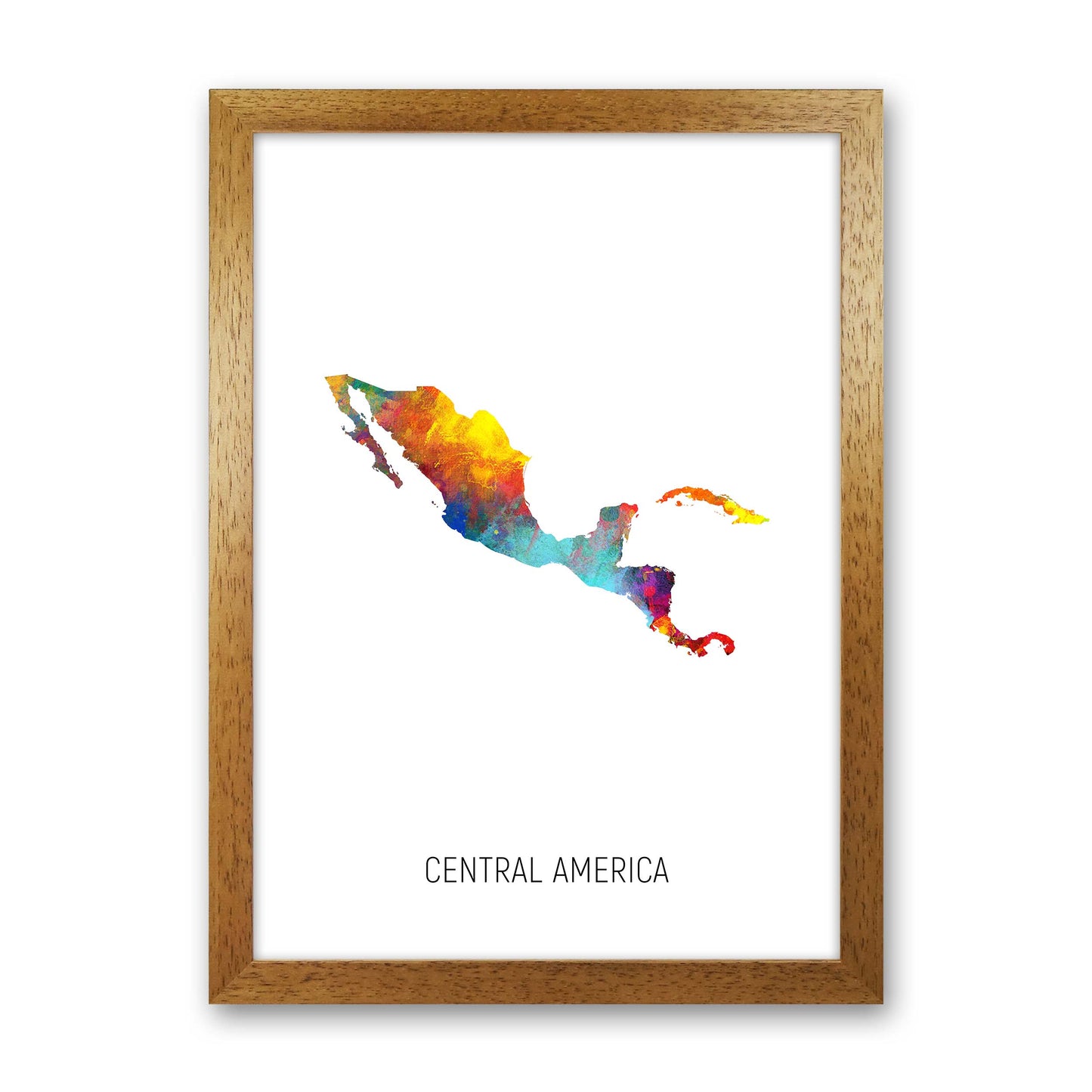Central America Watercolour Map Art Print by Michael Tompsett Oak Grain