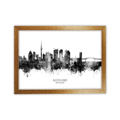 Auckland New Zealand Skyline Black White City Name  by Michael Tompsett Oak Grain