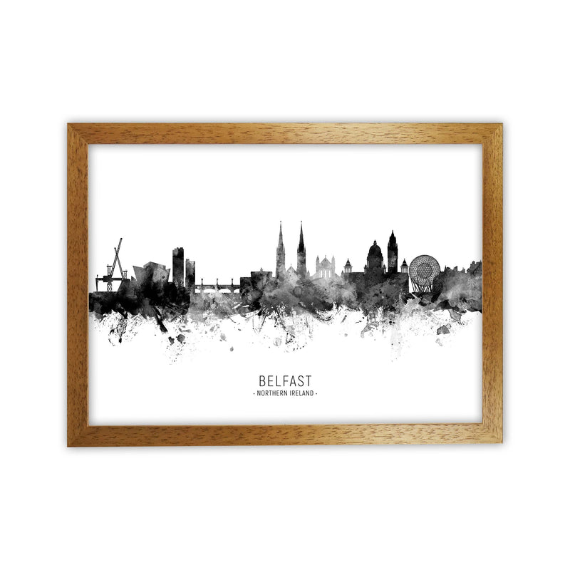 Belfast Northern Ireland Skyline Black White City Name  by Michael Tompsett Oak Grain