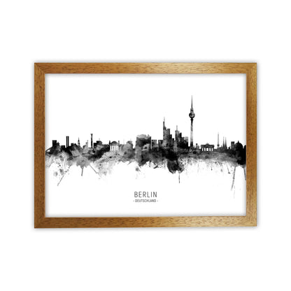 Berlin Germany Skyline Black White City Name  by Michael Tompsett Oak Grain