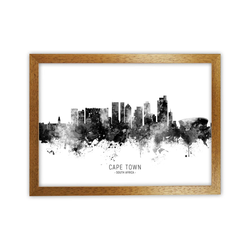 Cape Town South Africa Skyline Black White City Name  by Michael Tompsett Oak Grain