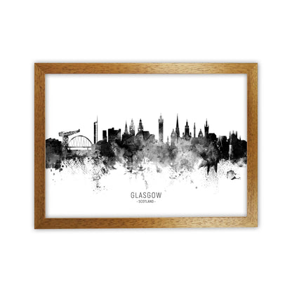 Glasgow Scotland Skyline Black White City Name  by Michael Tompsett Oak Grain