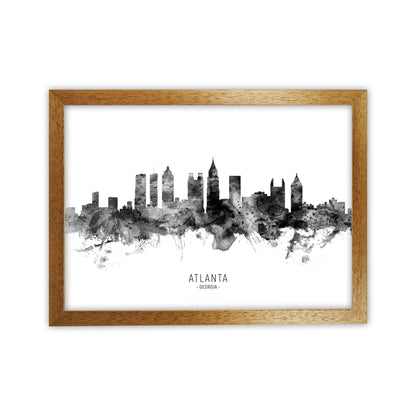 Atlanta Georgia Skyline Black White City Name  by Michael Tompsett Oak Grain
