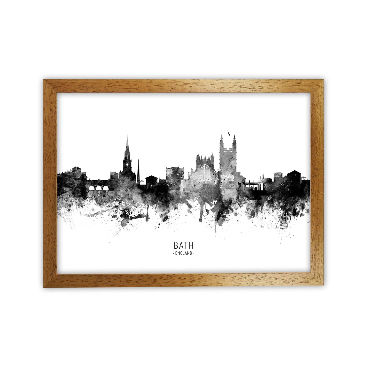 Bath England Skyline Black White City Name  by Michael Tompsett Oak Grain